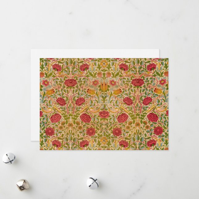 Tarjeta Festiva Rosa, 1883 por William Morris (Anverso/Reverso In Situ)
