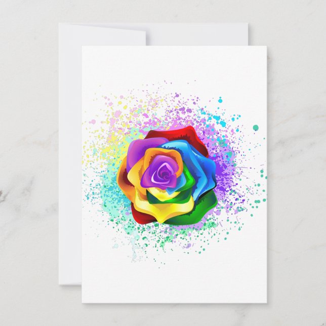 Tarjeta Festiva Rosa arcoiris colorido (Anverso)