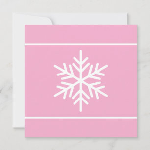 Tarjeta Festiva Rosa Claro Moderno Blanco Copos de Nieve Nórdicos