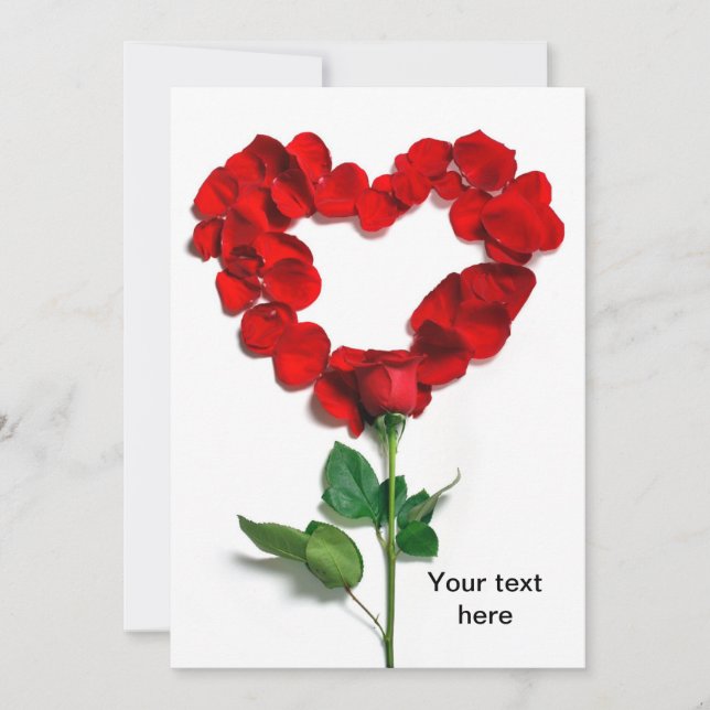 Tarjeta Festiva Rosa corazón del día de San Valentín (Anverso)