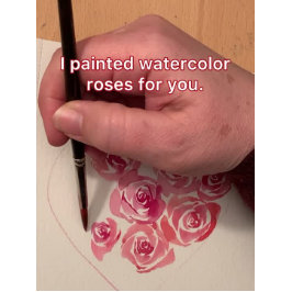 Tarjeta Festiva Rosa de color de agua pintado a mano Día de San Va
