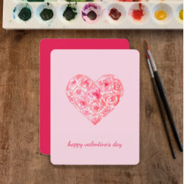 Tarjeta Festiva Rosa de color de agua único personalizado Día de S