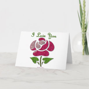 Tarjeta Festiva Rosa de esténcil rosa te amo