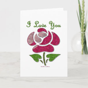 Tarjeta Festiva Rosa de esténcil rosa te amo