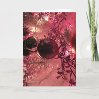 Tarjeta Festiva Rosa de la bola del ornamento del día de fiesta