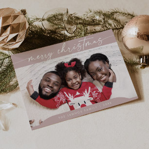 Tarjeta Festiva Rosa de Moda Boho Navidades de fotografía rosa fác