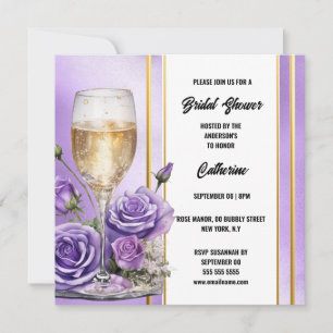 Tarjeta Festiva Rosa de oro morado con ducha de novia