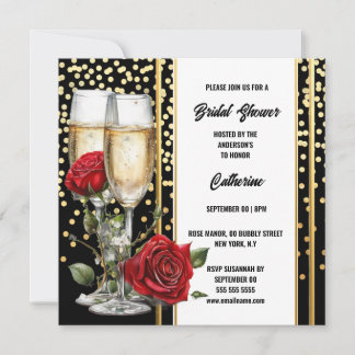 Tarjeta Festiva Rosa de oro negro espumoso pulido novia