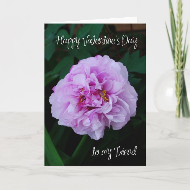 Tarjeta Festiva rosa de peonía rosa valentine para mi amigo (Anverso)