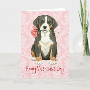 Tarjeta Festiva Rosa de San Valentín Perro de Montaña