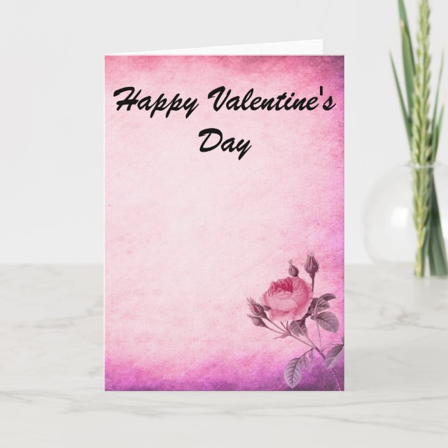 Tarjeta Festiva Rosa del día de San Valentín (Anverso)