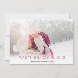 Tarjeta Festiva Rosa Dorado Warm Holiday Wiers   2 Navidades de fo