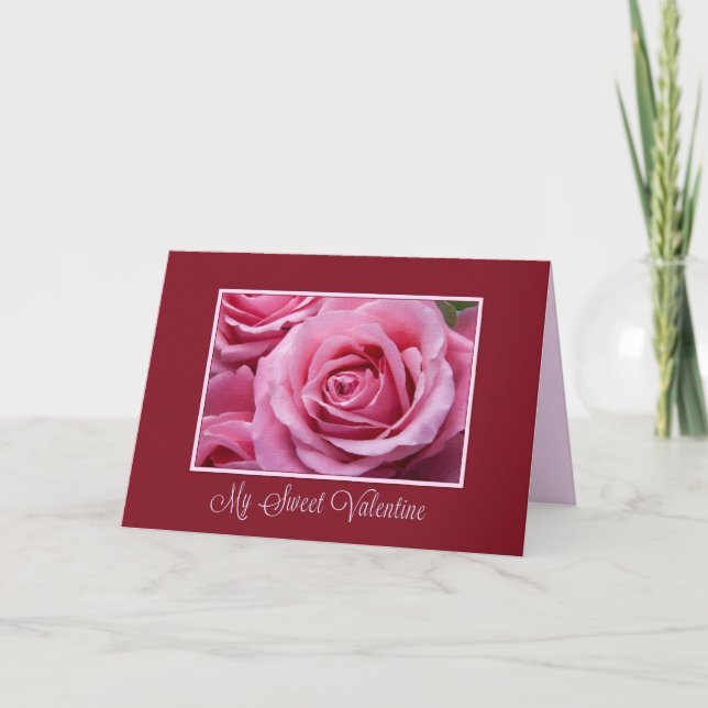 Tarjeta Festiva Rosa dulce San Valentín Rosa (Anverso)