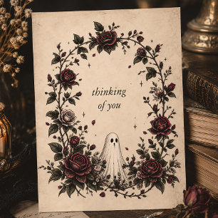 Tarjeta Festiva Rosa Fantasma Vintage Pensando en Ti
