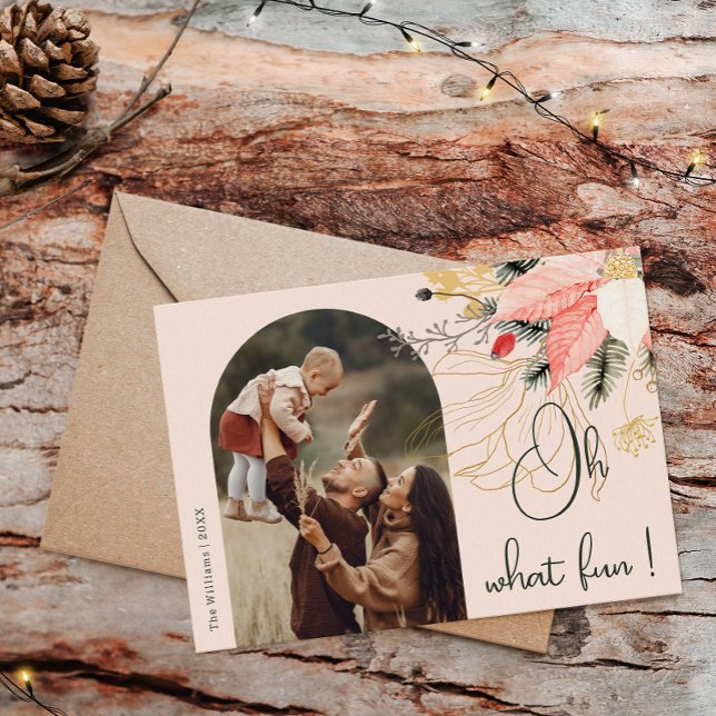 Tarjeta Festiva Rosa floral de invierno moderno Oh Qué divertido f (Subido por el creador)