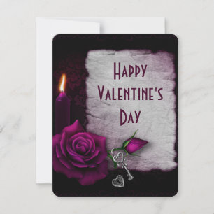 Tarjeta Festiva Rosa gótico, Candle y Locket Valentine
