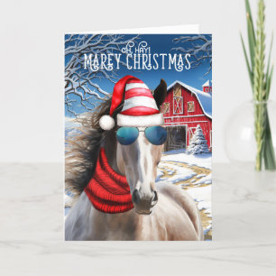 Tarjeta Festiva Rosa Gray Horse Funny MARE Navidades