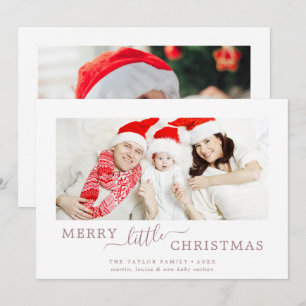 Tarjeta Festiva Rosa Mínimo Oro Cereza Navidades Bebé