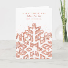 Tarjeta Festiva Rosa Navidades de oro Purpurina Snowflake Corporat