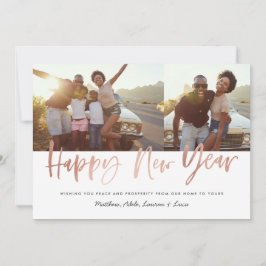 Tarjeta Festiva Rosa oro moderno guión nuevo año