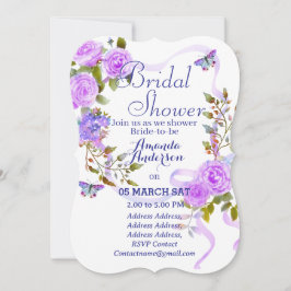 Tarjeta Festiva Rosa púrpura Romantics Bridal Shower