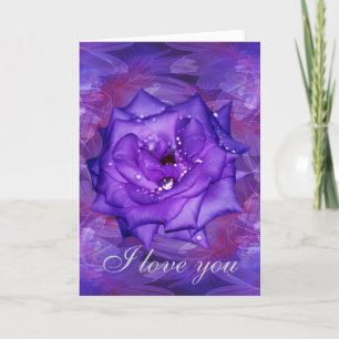 Tarjeta Festiva Rosa púrpura te amo con mi corazón