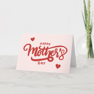Tarjeta Festiva Rosa Rojo Minimalista Elegante Escritura Feliz Día