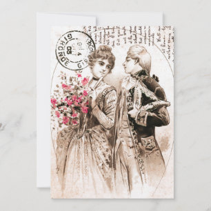 Tarjeta Festiva Rosa rosa rosada romántica vintage de San Valentín