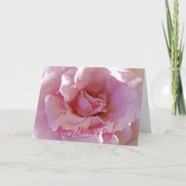 Tarjeta Festiva Rosa rosa suave del Día de la Madre Feliz (Anverso)