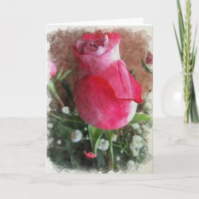 Tarjeta Festiva Rosa Rosa Valentine (Anverso)