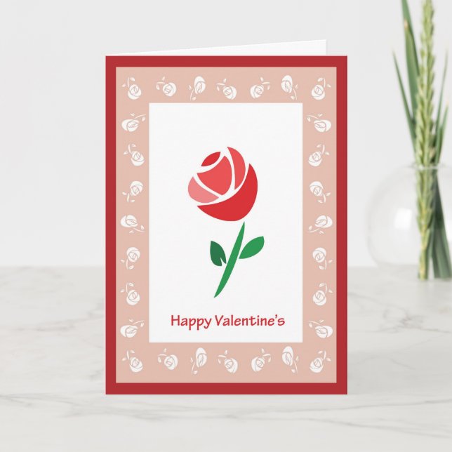 Tarjeta Festiva Rosa Round Valentine (Anverso)