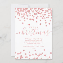 Tarjeta Festiva Rosa simple Navidades de ORO Purpurina Blanco