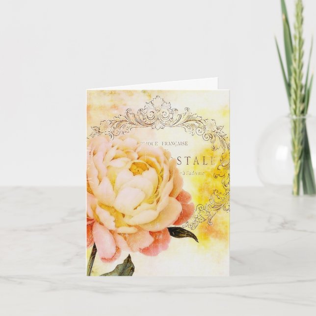 Tarjeta Festiva Rosa vintage (Anverso)