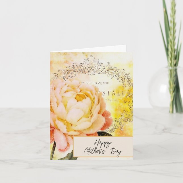 Tarjeta Festiva Rosa vintage (Anverso)