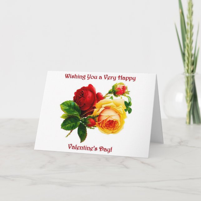 Tarjeta Festiva Rosa Vintage Valentine (Anverso)