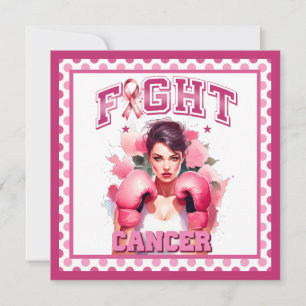 Tarjeta Festiva Rosa y Bonito Floral Cáncer de Mama