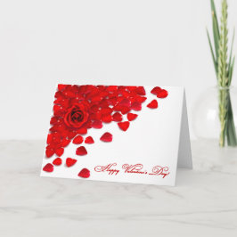 Tarjeta Festiva Rosa y Petales Rojos - Personalizar