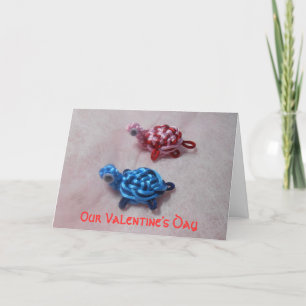 Tarjeta Festiva rosa y tortugas lindas azules