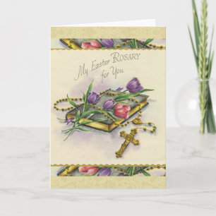 Tarjeta Festiva Rosario de Pascua Espiritual Bouquet Floral