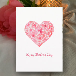 Tarjeta Festiva Rosas Acuarela Personalizadas Feliz Día de la Madr