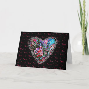 Tarjeta Festiva Rosas coloridos Corazón San Valentín Amor Romance
