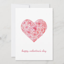 Tarjeta Festiva Rosas de acuarela pintados a mano Día de San Valen