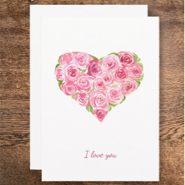 Tarjeta Festiva Rosas de acuarela pintados a mano Día de San Valen