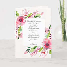 Tarjeta Festiva Rosas de acuarela rosadas marco personalizado vaca