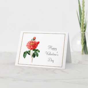 Tarjeta Festiva rosas de arte botánico de época Valentine