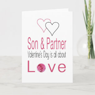 Tarjeta Festiva Rosas del Día de San Valentín felices de hijo y pa