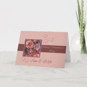 Tarjeta Festiva Rosas del Día de San Valentín: Hijo y esposa