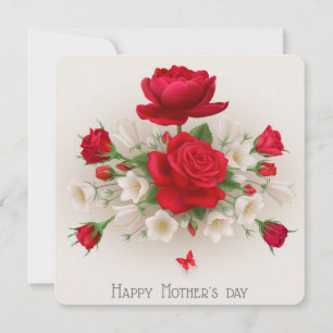 Tarjeta Festiva Rosas del Día Feliz de la Madre