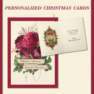 Tarjeta Festiva Rosas del Rosario Católico Niño Jesús Bebé