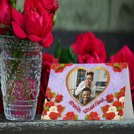 Tarjeta Festiva Rosas especiales de San Valentín Corazón de Oro Añ